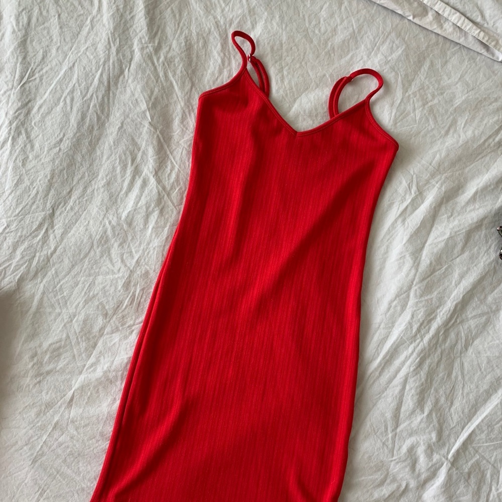 Red Ribbed Mini Dress - Picture 2 of 2